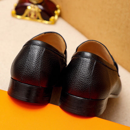 HM GOLD H-BUCKLE LOAFER BLACK GRAINED CALFSKIN