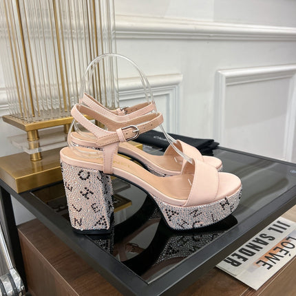 SANDALS leather satin pink