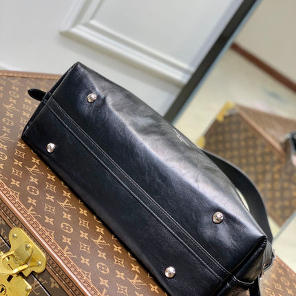 CARRYALL DARK 39 IN BLACK LAMBSKIN BROWN MONOGRAM TAG