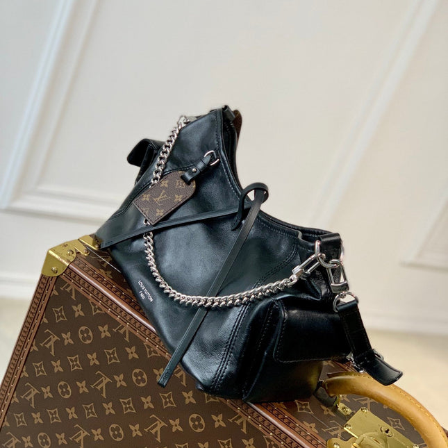 CARRYALL CARGO VIBE PM 33.5 IN BLACK LAMBSKIN BROWN MONOGRAM TAG
