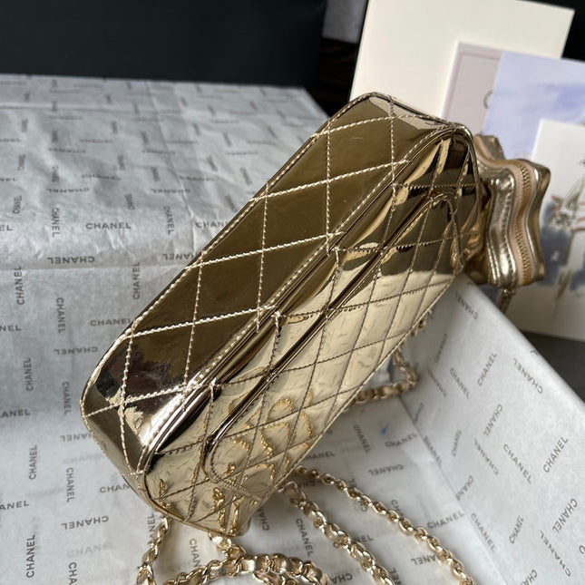 CC MINI 19 FLAP BAG IN GOLDEN METALLIC CALFSKIN