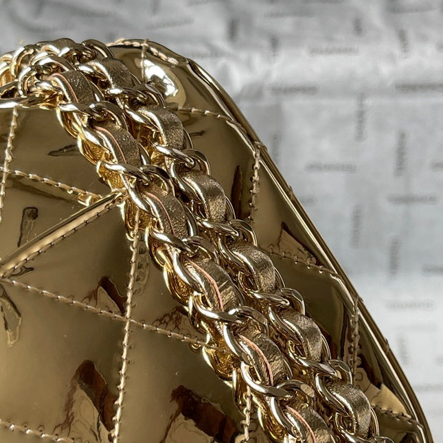 CC MINI 19 FLAP BAG IN GOLDEN METALLIC CALFSKIN