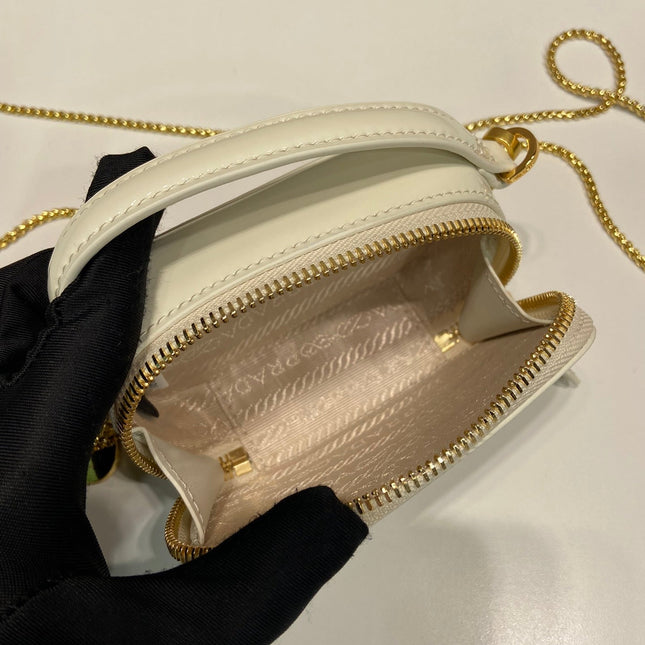 MINI HAND BAG 11 WITH GOLD STRAP IN WHITE PATENT CALFSKIN