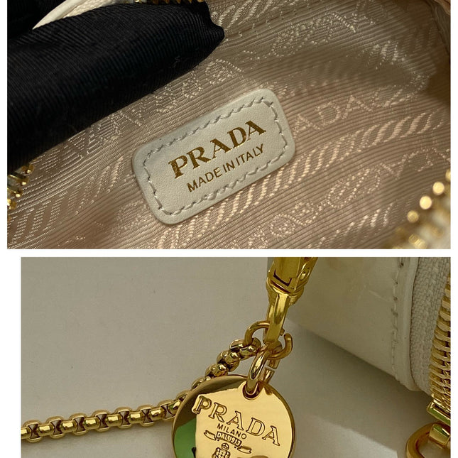 MINI HAND BAG 11 WITH GOLD STRAP IN WHITE PATENT CALFSKIN