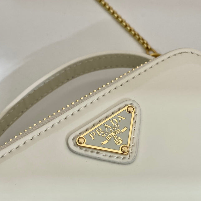 MINI HAND BAG 11 WITH GOLD STRAP IN WHITE PATENT CALFSKIN