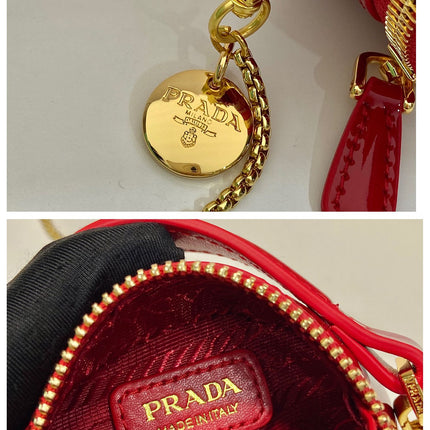 MINI ROUND BAG 8 IN RED GLOSSY CALFSKIN GOLD HARDWARE
