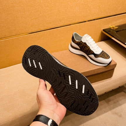 CD SALVATORE FERRAGAMO SNEAKER WHITE AND BROWN JACQUARD