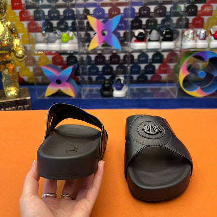 CD CIRCLE SLIPPER BLACK CALFSKIN
