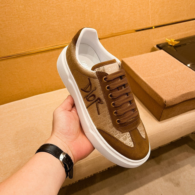 CD HOMME THICK-SOLE SNEAKERS BROWN JACQUARD