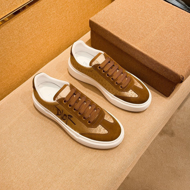 CD HOMME THICK-SOLE SNEAKERS BROWN JACQUARD