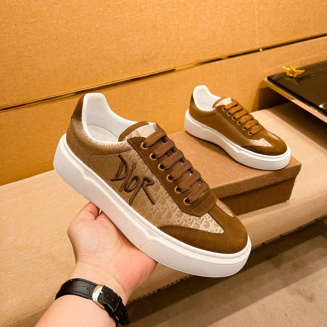 CD HOMME THICK-SOLE SNEAKERS BROWN JACQUARD