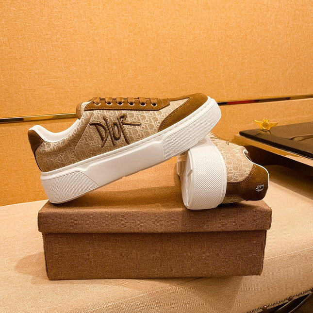 CD HOMME THICK-SOLE SNEAKERS BROWN JACQUARD
