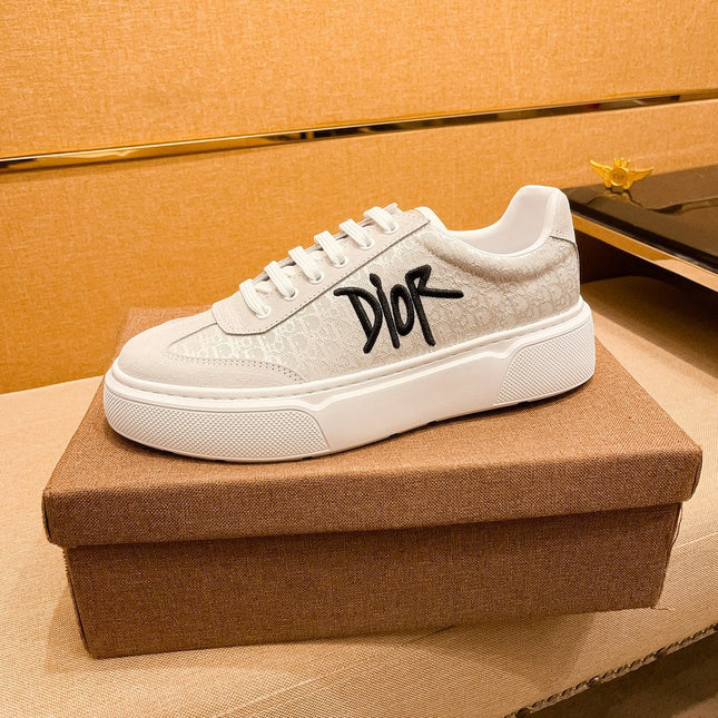 CD HOMME THICK-SOLE SNEAKERS BEIGE JACQUARD