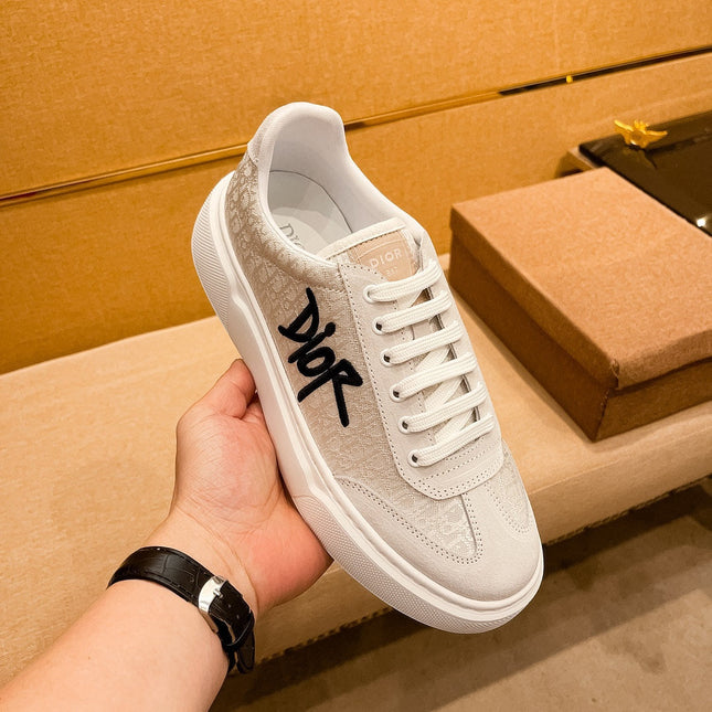 CD HOMME THICK-SOLE SNEAKERS BEIGE JACQUARD