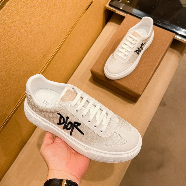 CD HOMME THICK-SOLE SNEAKERS BEIGE JACQUARD