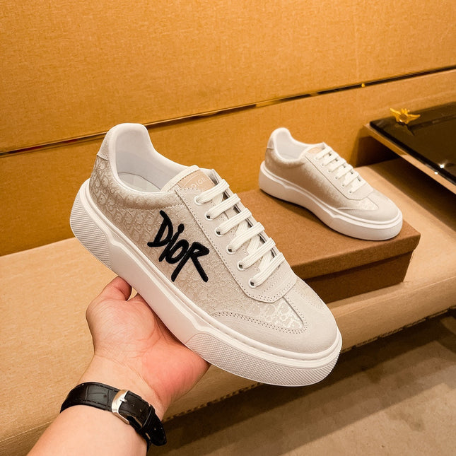 CD HOMME THICK-SOLE SNEAKERS BEIGE JACQUARD