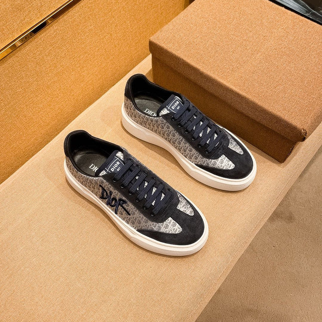 CD HOMME THICK-SOLE SNEAKERS BLACK AND WHITE JACQUARD