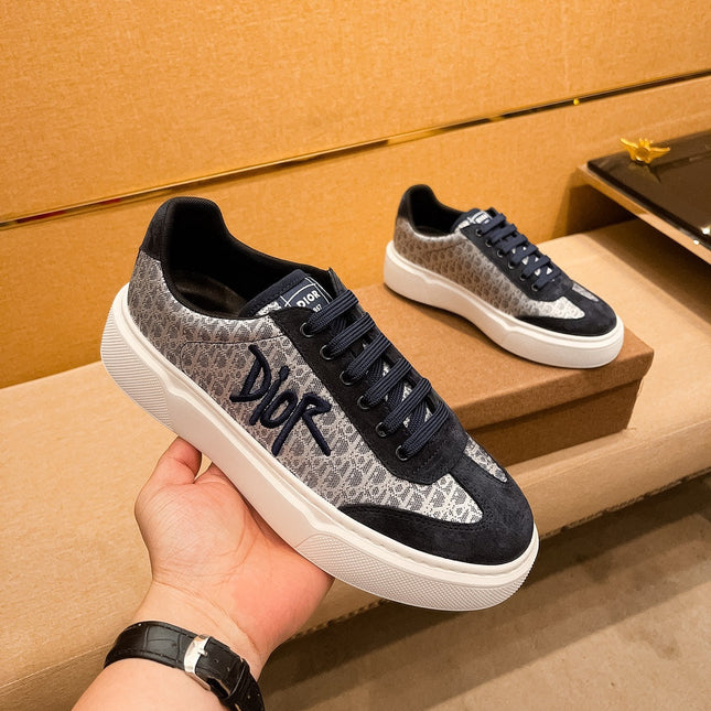 CD HOMME THICK-SOLE SNEAKERS BLACK AND WHITE JACQUARD