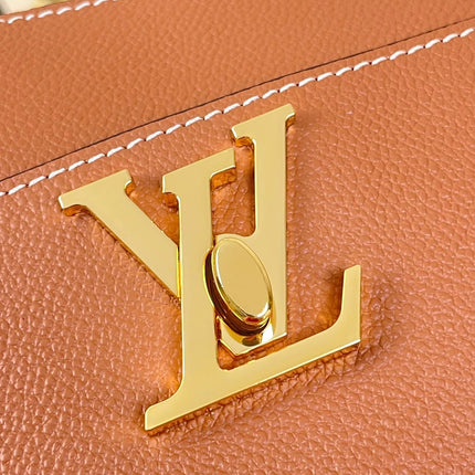 LOCK AND WALK 20 IN COGNAC GRAINED CALFSKIN GOLD HARDWARE