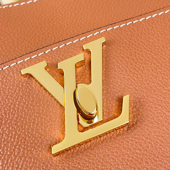 LOCK AND WALK 20 IN COGNAC GRAINED CALFSKIN GOLD HARDWARE