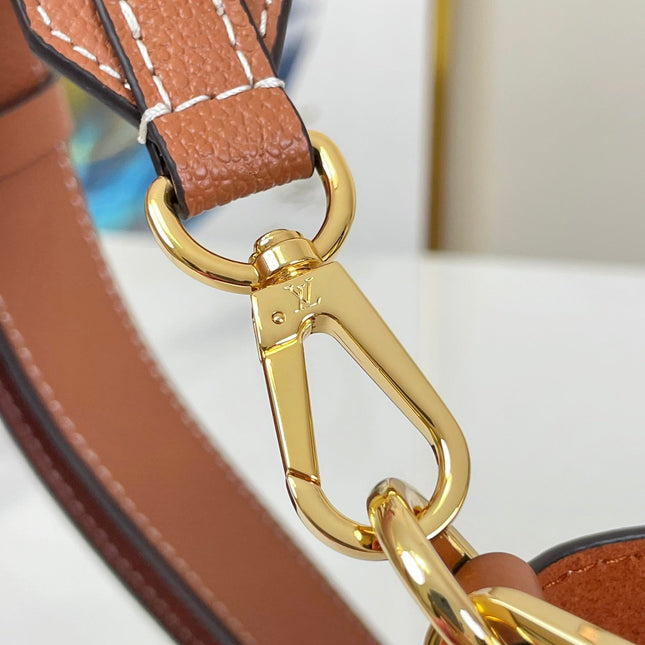 LOCK AND WALK 20 IN COGNAC GRAINED CALFSKIN GOLD HARDWARE