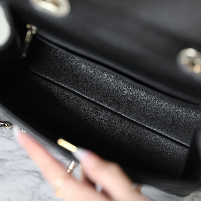 CHANEL 25S FLAP BAG 21 CM IN BLACK LAMBSKIN WITH GOLD HARDWARE