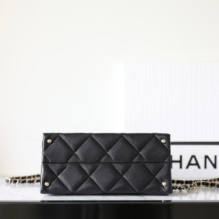 CHANEL 25S FLAP BAG 21 CM IN BLACK LAMBSKIN WITH GOLD HARDWARE