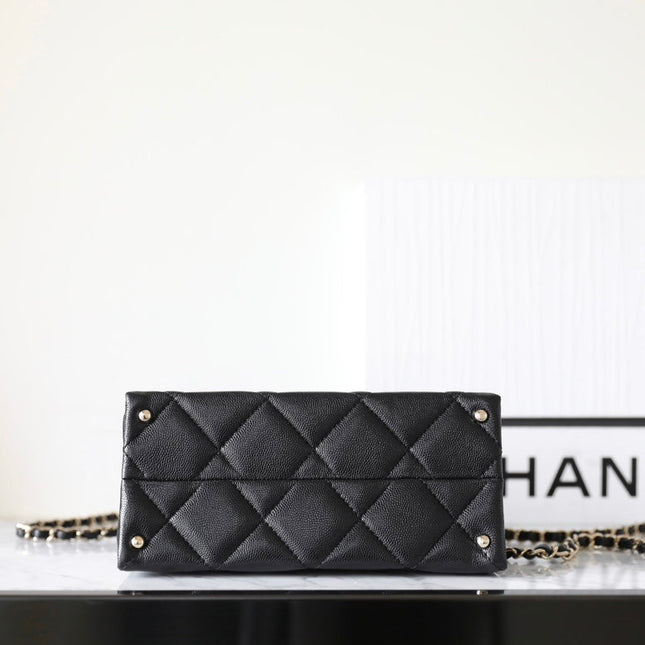 CHANEL 25S FLAP BAG 21 CM IN BLACK LAMBSKIN WITH GOLD HARDWARE