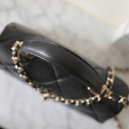 CHANEL 25S FLAP BAG 21 CM IN BLACK LAMBSKIN WITH GOLD HARDWARE