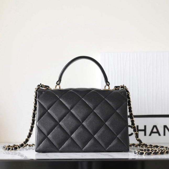 CHANEL 25S FLAP BAG 21 CM IN BLACK LAMBSKIN WITH GOLD HARDWARE