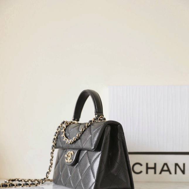 CHANEL 25S FLAP BAG 21 CM IN BLACK LAMBSKIN WITH GOLD HARDWARE