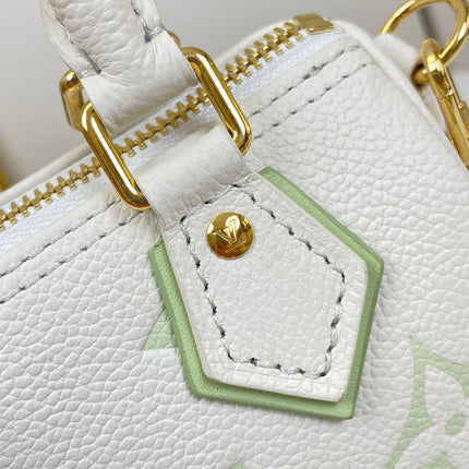 NANO SPEEDY 16 IN WHITE LATTE MONOGRAM EMPREINTE LEATHER GOLD HARDWARE