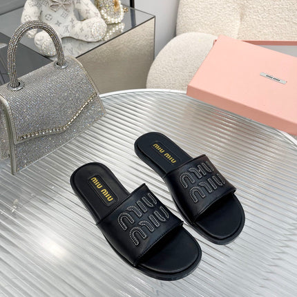 Slippers Black Leather