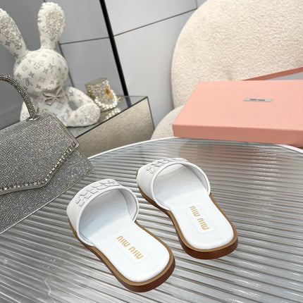 Slippers White Leather