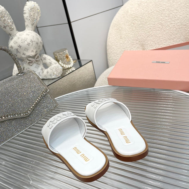 Slippers White Leather