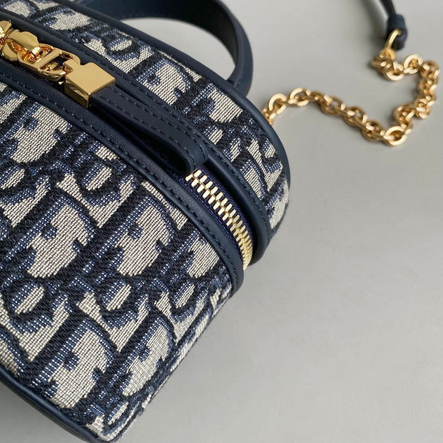 MONTAIGNE MINI VANITY CASE 16 BLUE OBLIQUE JACQUARD