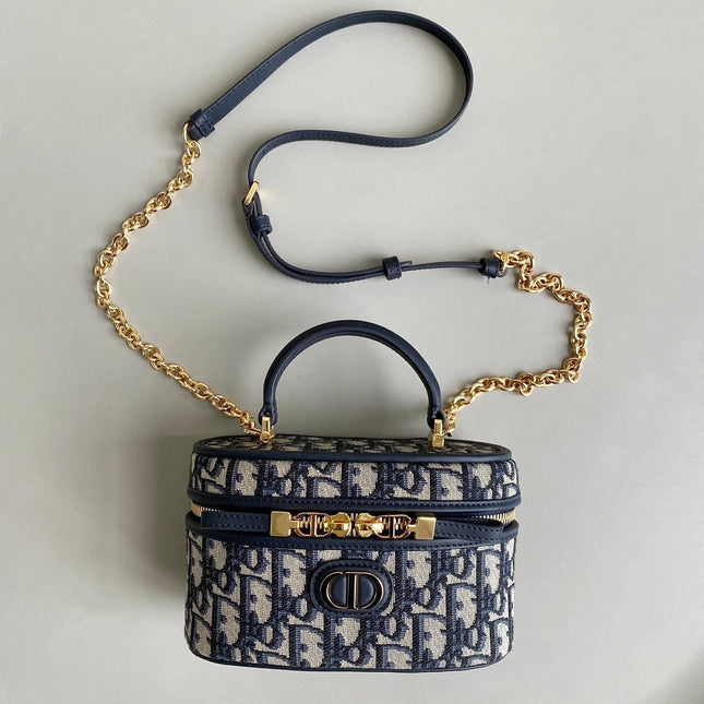 MONTAIGNE MINI VANITY CASE 16 BLUE OBLIQUE JACQUARD