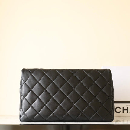 CHANEL 25S TOTE 36 CM IN BLACK LAMBSKIN WITH GOLD HARDWARE