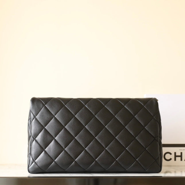 CHANEL 25S TOTE 36 CM IN BLACK LAMBSKIN WITH GOLD HARDWARE