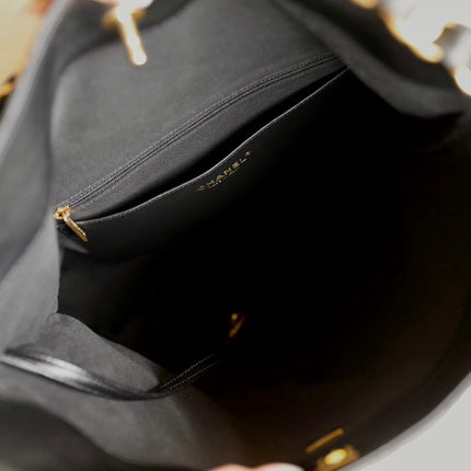 CHANEL 25S TOTE 36 CM IN BLACK LAMBSKIN WITH GOLD HARDWARE