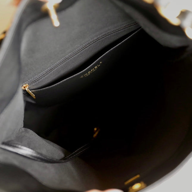CHANEL 25S TOTE 36 CM IN BLACK LAMBSKIN WITH GOLD HARDWARE