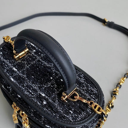 MINI CARO VANITY 16 BLACK TWEED AND LAMBSKIN