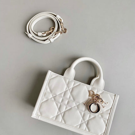 MINI BOOK TOTE 21 WHITE MACCROCANNAGE CALFSKIN