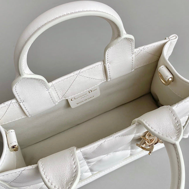 MINI BOOK TOTE 21 WHITE MACCROCANNAGE CALFSKIN