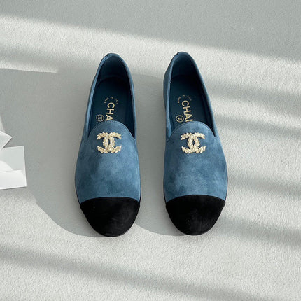 LOAFERS IN CERULEAN BLUE MIX BLACK SUEDE