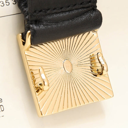 CC 30 MM SQUARE BUCKLE BELT IN BLACK CALFSKIN WITH GOLD MIX BLACK HARDWARE