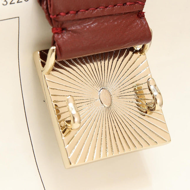 CC 30 MM SQUARE BUCKLE BELT IN GARNET RED CALFSKIN WITH GOLD HARDWARE
