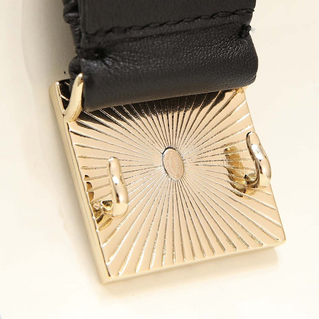 CC 30 MM SQUARE BUCKLE BELT IN BLACK CALFSKIN WITH GOLD HARDWARE