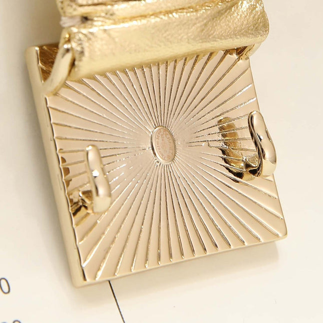 CC 30 MM SQUARE BUCKLE BELT IN GOLD CALFSKIN WITH GOLD HARDWARE