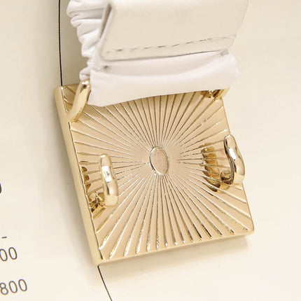 CC 30 MM SQUARE BUCKLE BELT IN WHITE CALFSKIN WITH GOLD MIX WHITE HARDWARE